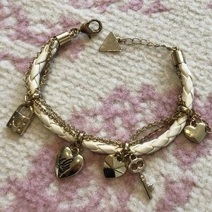 gold and white retro bracelet jewelry w trinkets